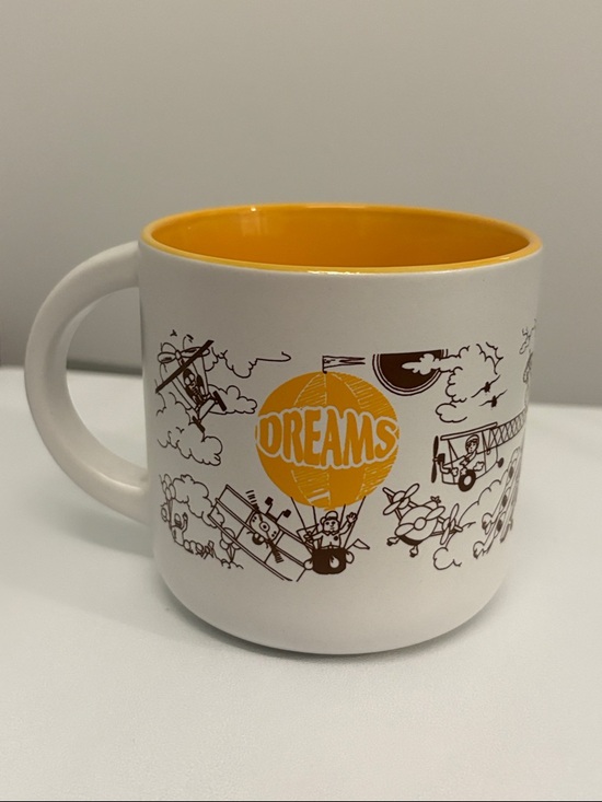 Other - Dreams Aviation Pilot Plane Hot Air Balloon Mug — White with Yellow Interior